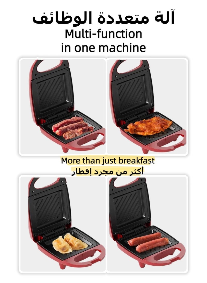 Sandwich Maker, Toaster, Waffle, Non-Stick Sandwich Grill, Arabic Bread Maker, Stainless Steel Sandwich Maker with Handle Locking System, Indicator Light, Overheat Protection - Image 5